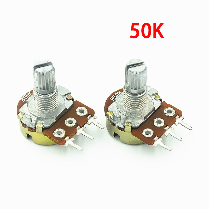 50PCS WH148 1K 10K 20K 50K 100K 500K Ohm 15mm 3 Pin Linear Taper Rotary Potentiometer Resistor for Arduino