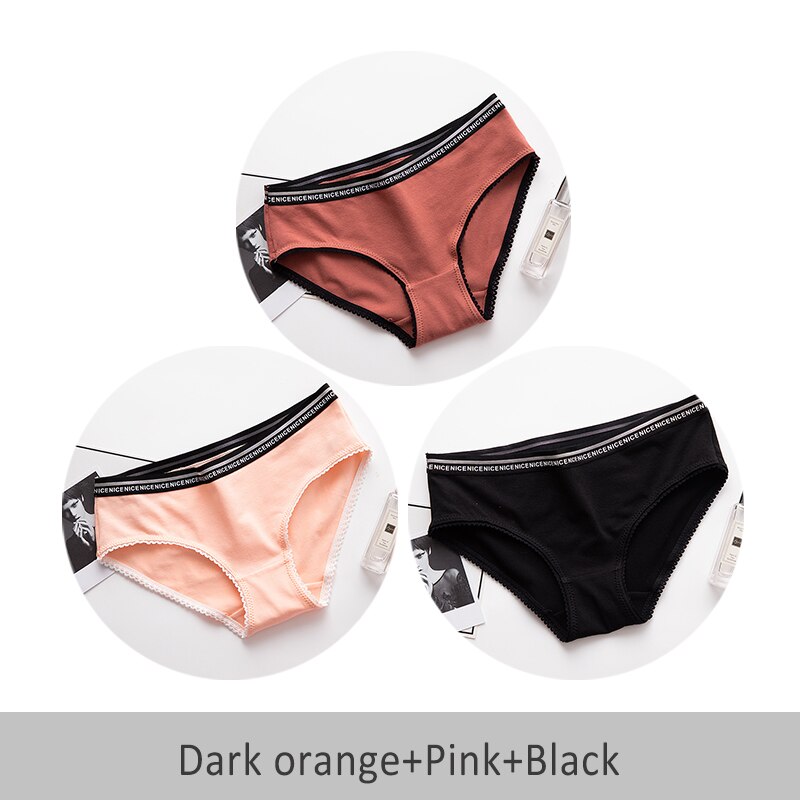 Seamless Sexy Cotton Woman Panties Solid Color Breathable Mid Waist Underwear Girl DULASI 3pcs