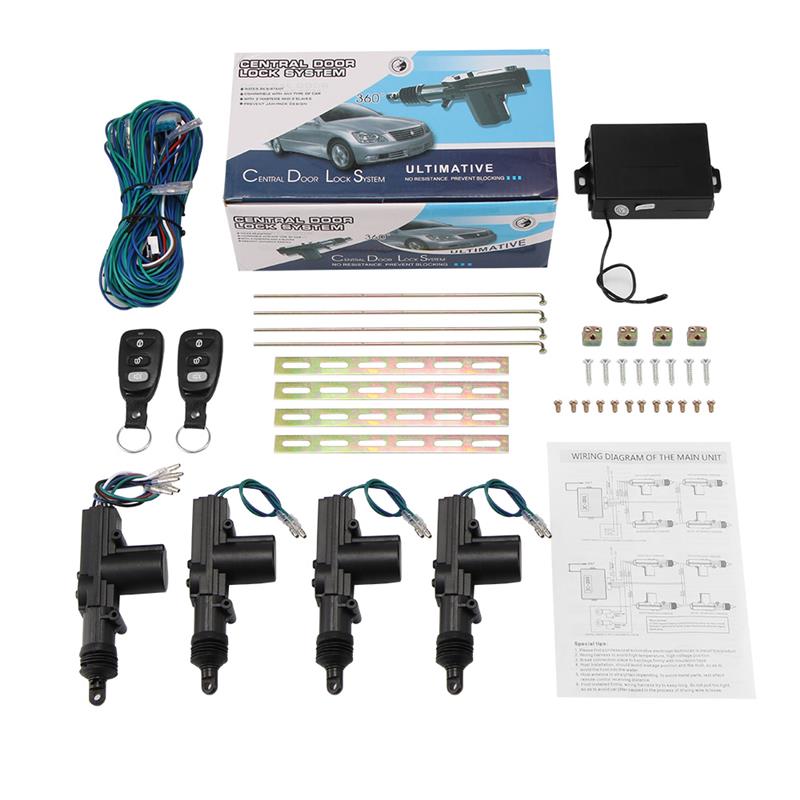 Universele Auto Auto Radio Centrale Deurvergrendeling 4-deur Complete Set met Afstandsbediening