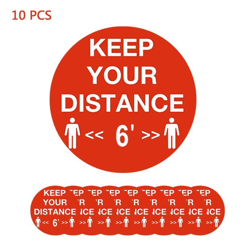 1/5/10pcs Public Area Social Distancing Floor Stickers Indoor Ground Sticker Safety Floor Sign Decal Sticker For Crowd Control: 10pcs E