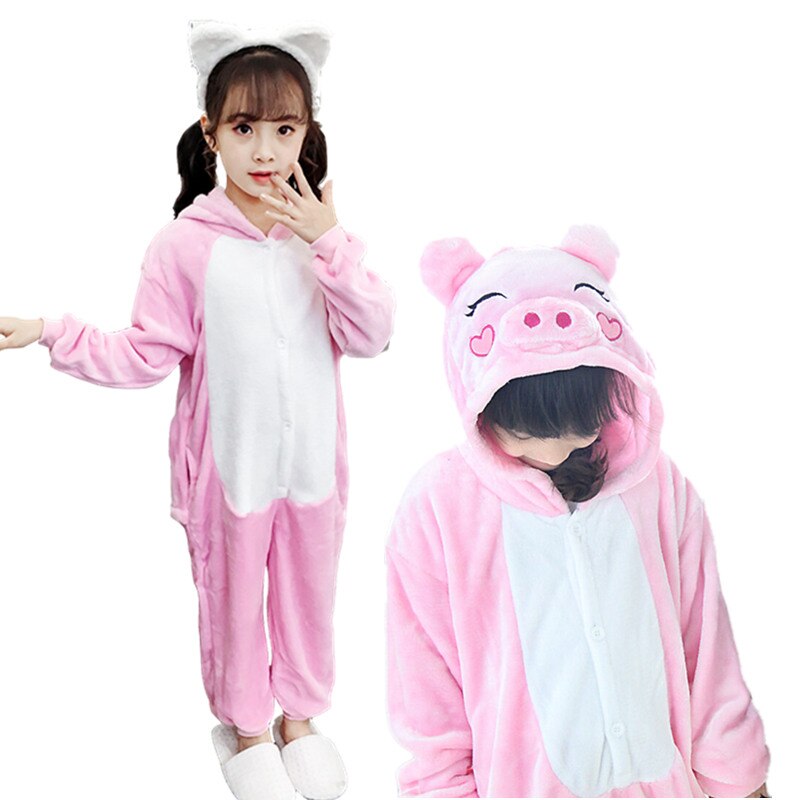 Mono de cerdo de franela para niñas, manta de bebé con capucha de punto cálido para niños, manta de lana cálida, mono de pijama de invierno para bebés
