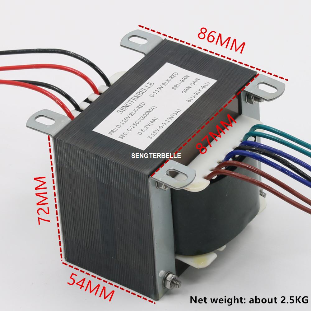 1Pc 130W Audio Transformator 0-250V 0-6.3V 3.15V-0-3.15V Voor EL84 /6V6 Buizenversterker