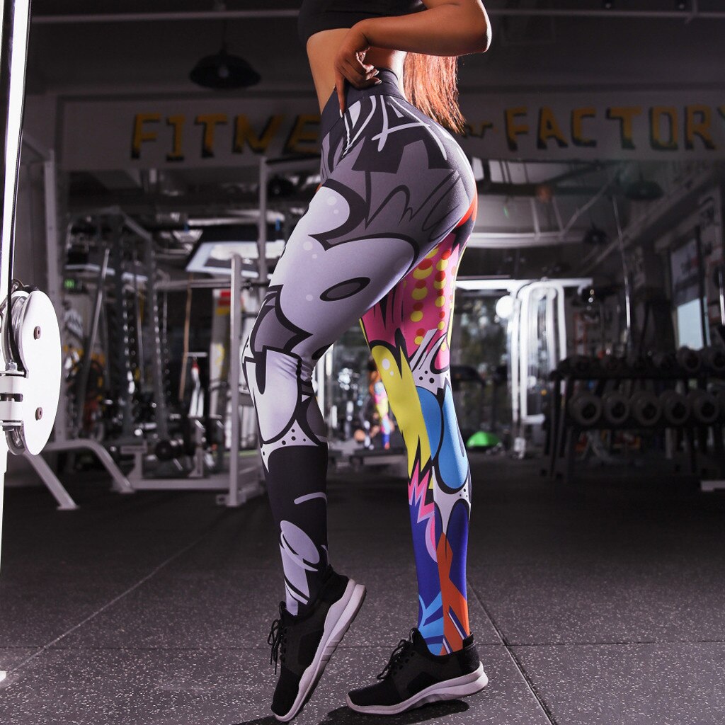Ladyyoga pantsl leggings holografisk farve 3d grafisk fuldtrykt atletisk træningsbukser kvinder yogapants #40