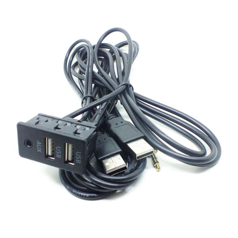 1.5M Car Dash Flush Mount AUX USB Port Panel Dual USB Extension Cable Adapter G6KC