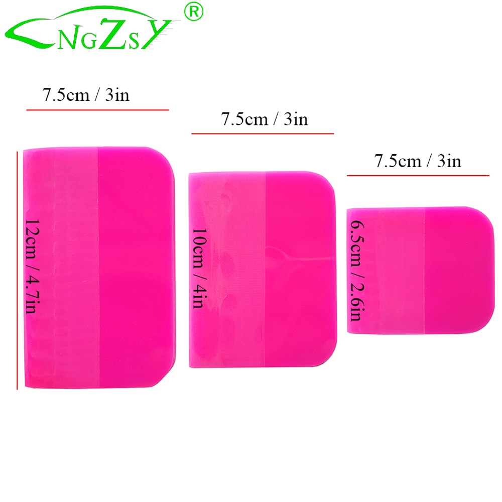 Venster Glas Schoonmaken Tool Water Remover B72 Carbon Vinyl Auto Wrap Film Sticker Installeren Schraper Ppf Tpu Wrapping Squeegee: 3pcs Pink
