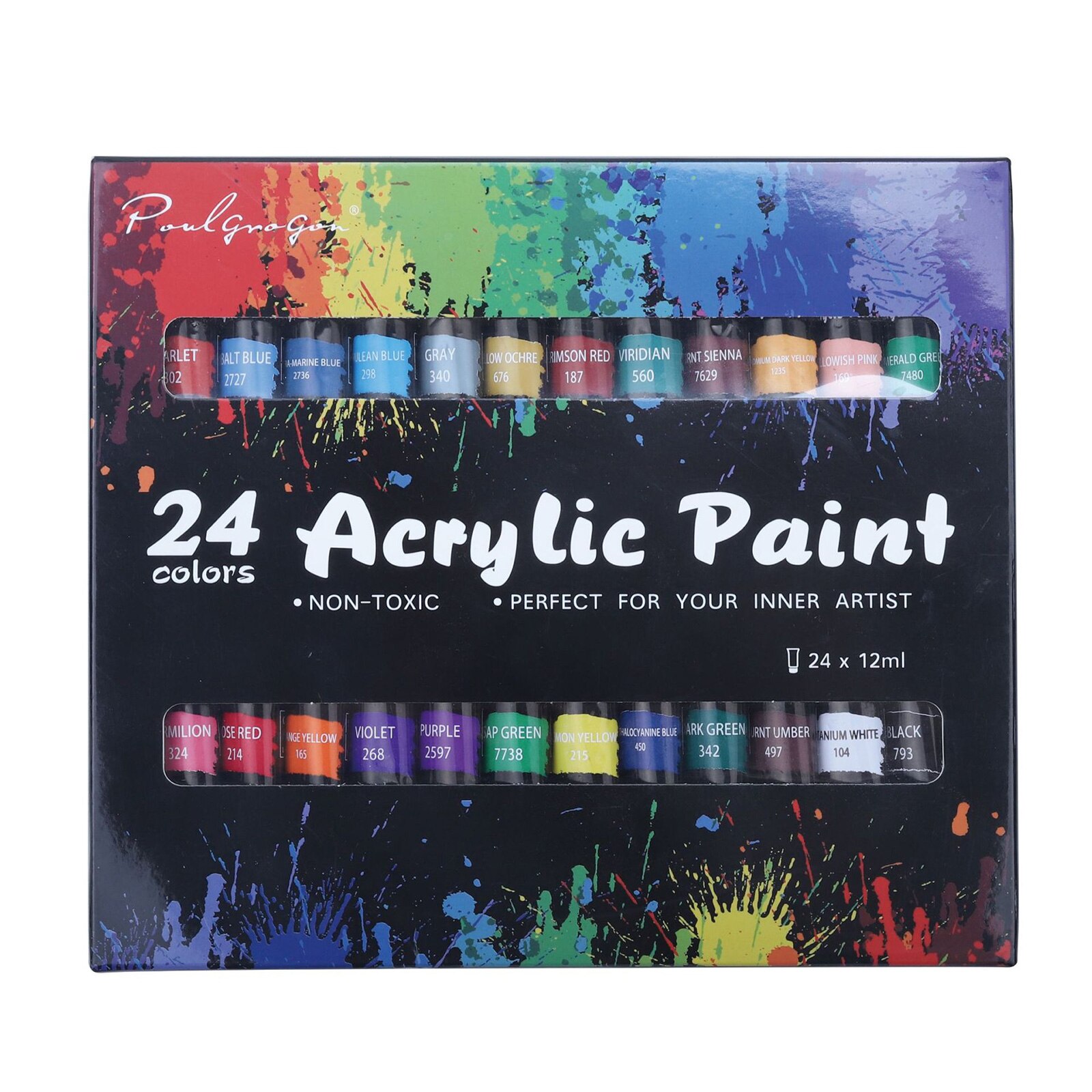 12/24 Color Acrylic Paint Set Home DIY Painting Drawing Pigment Art For Craft Artist 12ml Tubes: 24pcs