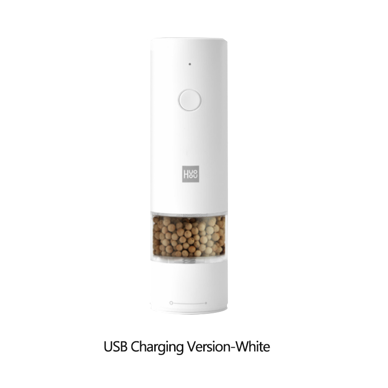 Huohou Electric Automatic Mill Pepper And Salt Grinder 5 Modes LED Light Peper Spice Grain Kitchen Spice Pulverizer: XM-YP-678-USB-W
