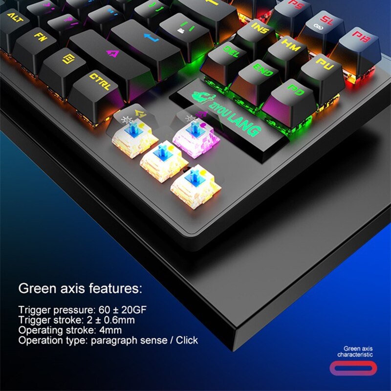 Gaming Mechanical Wired Keyboard 87-key Green axis USB Interface RGB Backlight For gamers PC laptops girly pink
