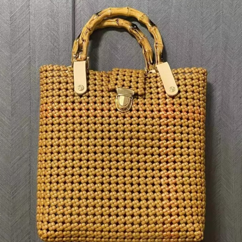 Diy böjt bambu handväska handtag retro väska halvcirkel handtag väskor plast handspak anslut spänne handtag handhållna väskdelar