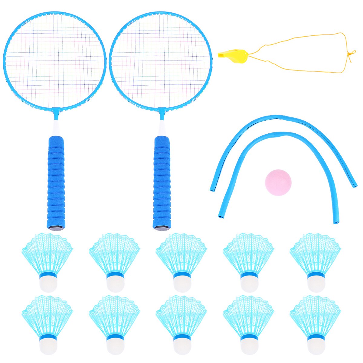 1 Set Badminton Racket Beginner Training Outdoor Sports Leisure Toys Badminton Set For Children Kindergarten Padel Racket: Blue