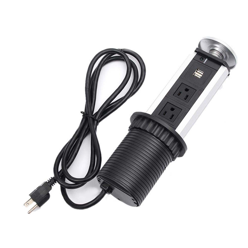 Table socket 2 Power Socket 2 USB Charging Port Desktop 12/13A Socket Hidden Kitchen Table Worktop UK/US Plug