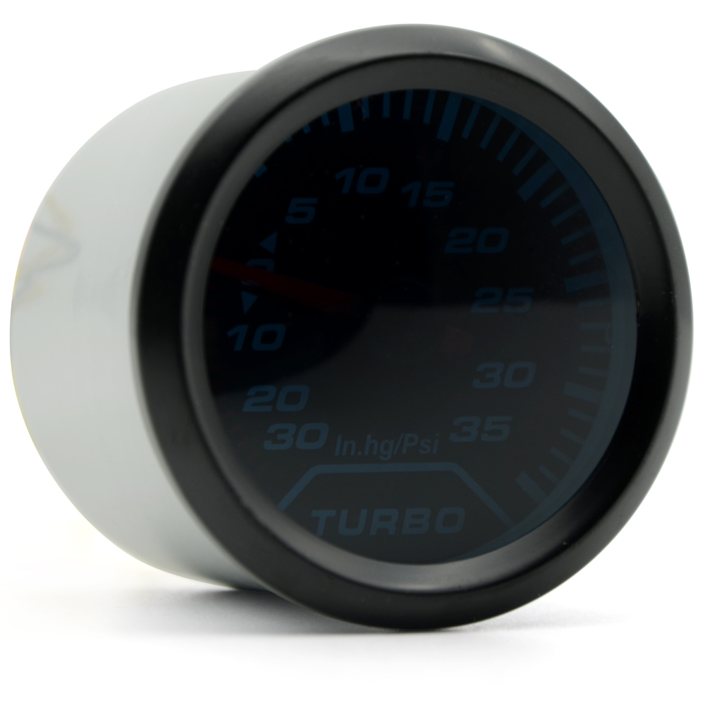 Jauge de voiture mécanique universelle Turbo Boost, 2 pouces 52MM, 35 PSI mètre, lunette LED blanche et noire