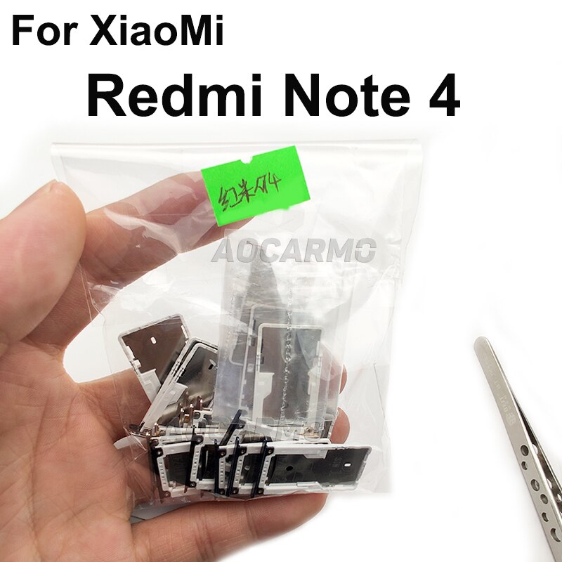 Aocarmo Sim Karte Tablett MicroSD SD Slot Halfter Ersatz Teil Für XiaoMi Redmi Hinweis 4