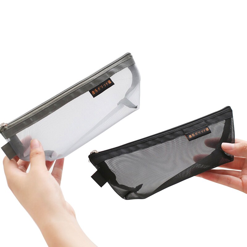 Muji styl piórnik prosty nylon przezroczysta siateczka torba piórnik pudełko na długopis pokrowiec na długopis magazyn materiałów piśmienniczych torba