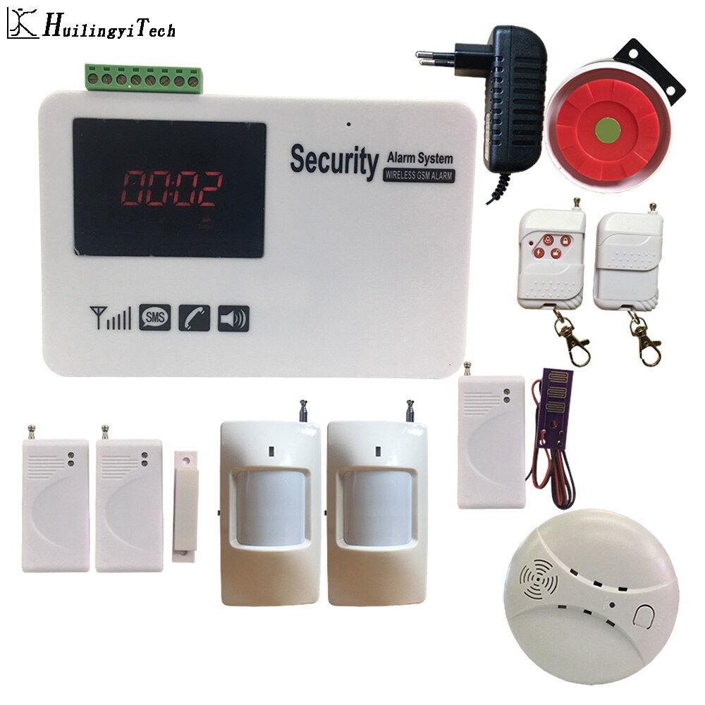 Gsm Sms Security Alarm System Screen Touch Wireless Home Alarm System with Motion Detecter DIY Kit: B120-2p2d1w1s2 / EU Plug / English