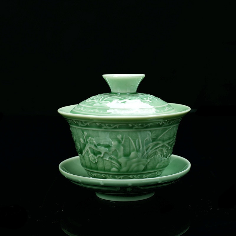 Service à thé en céramique en céladon Kung Fu | Nouveaux produits bol à thé en céramique De grande taille, Sopera De dashica chrysanthème thé Gaiwan