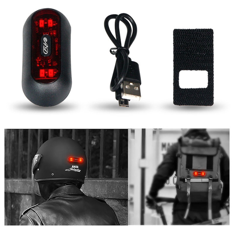 Motorcykelhjälm nattlampa led cykelremsa säkerhetssignal varningsljus universal led motorcykelhjälm bakljus