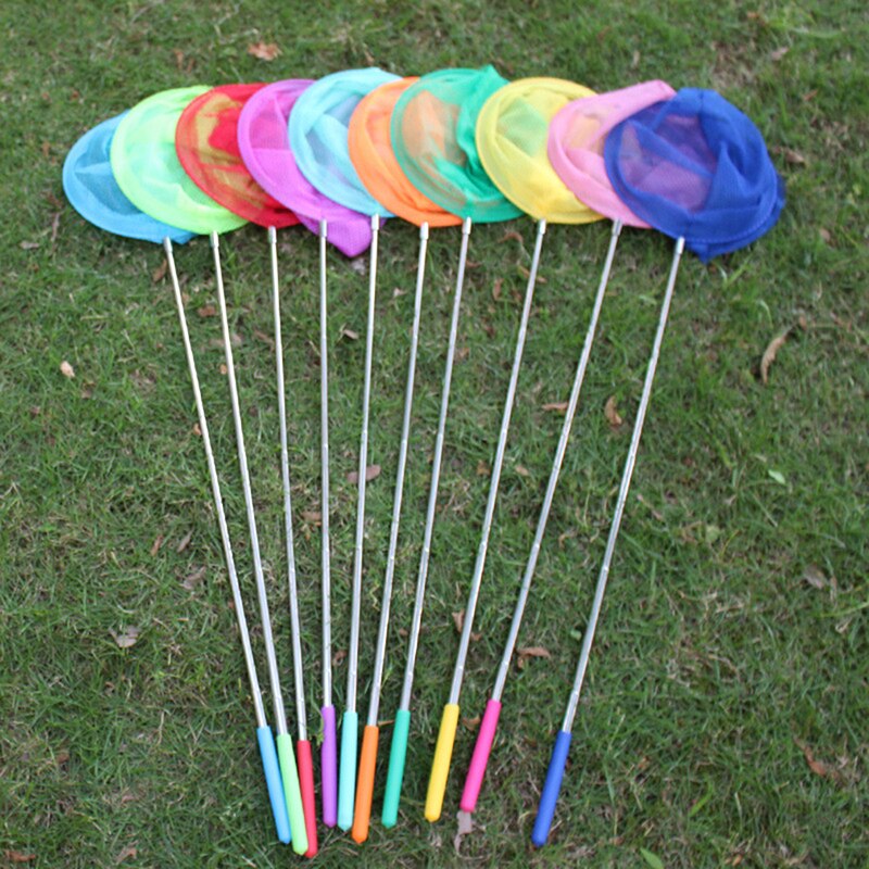 7 Colors Children Fishing Net Rainbow Beach Retractable Kids Butterfly Net Insect Catching Small Fish Net