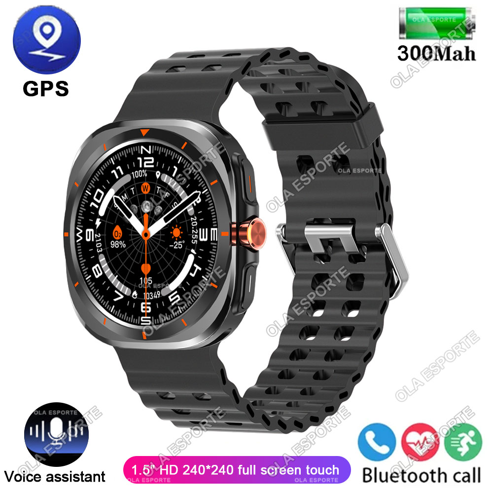 Watch 7 Ultra GPS Smartwatch 1.52'' AMOLED BT Calls Blood Oxygen Monitoring Waterproof Outdoor Smart Watches for Man For Samsung: WHITE