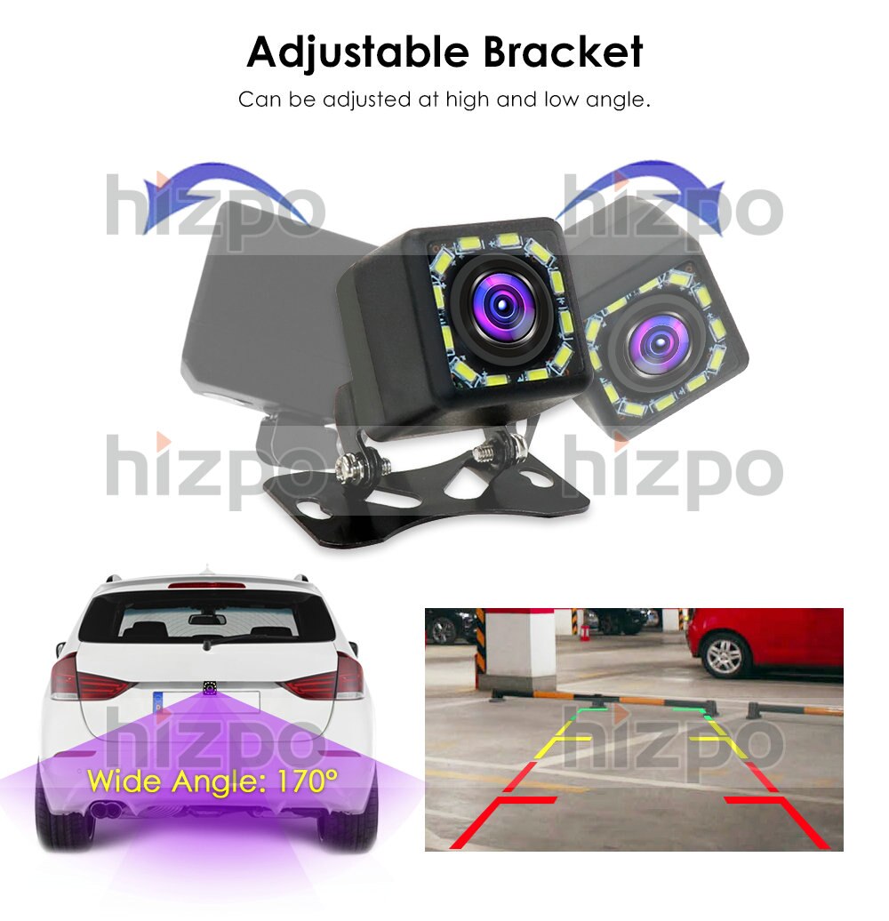 Hizpo Car Rear View Camera Universal Backup Parking Camera for cars 8 LED Night Vision Waterproof HD Color Image 6m video cable