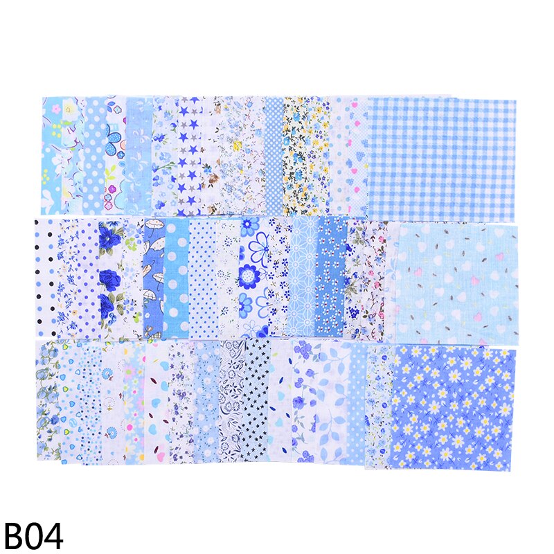 Tecidos quadrados de algodão 50 peças, 10*10cm mix tecido de patchwork costura acolchoado tecido para patchwork bordado diy feito à mão material: B04 blue