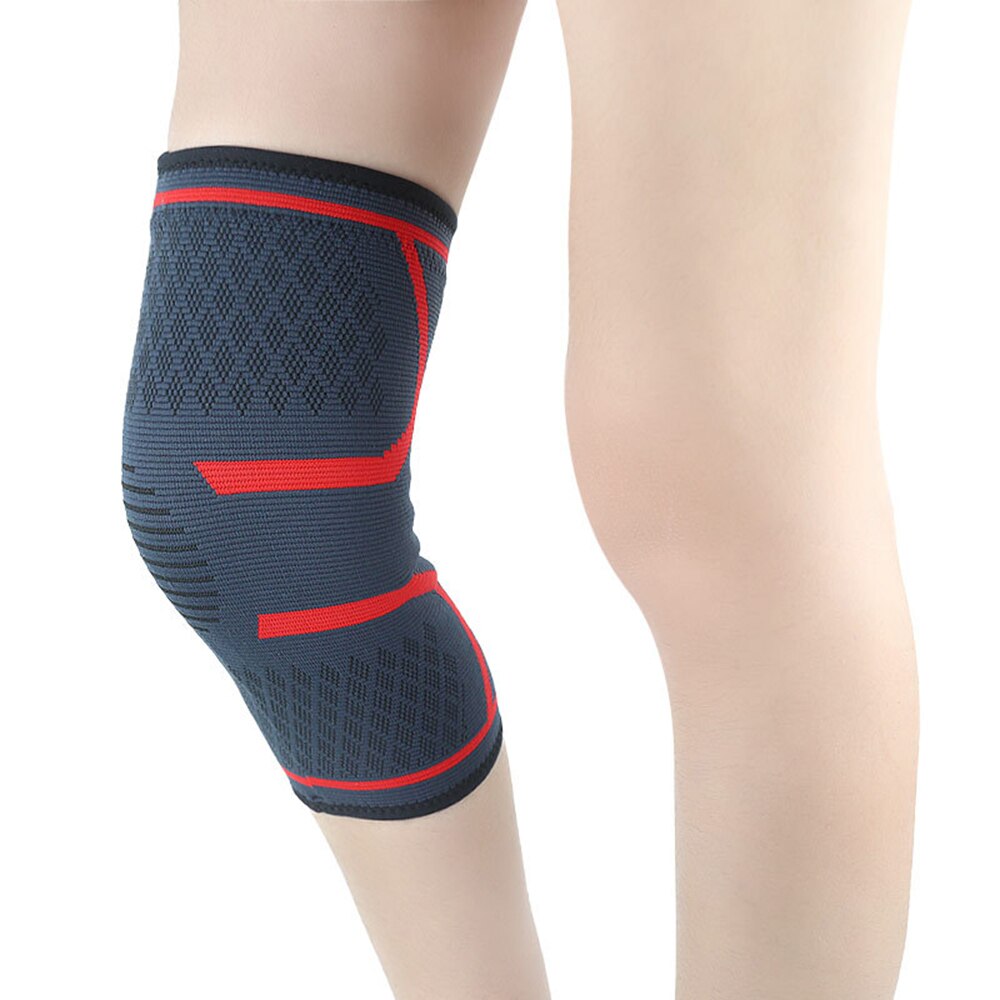 Rodilleras elásticas nailon deportes Fitness rodilleras equipo de Fitness rótula Brace Running baloncesto soporte para voleibol rodillera manga: Rojo / L
