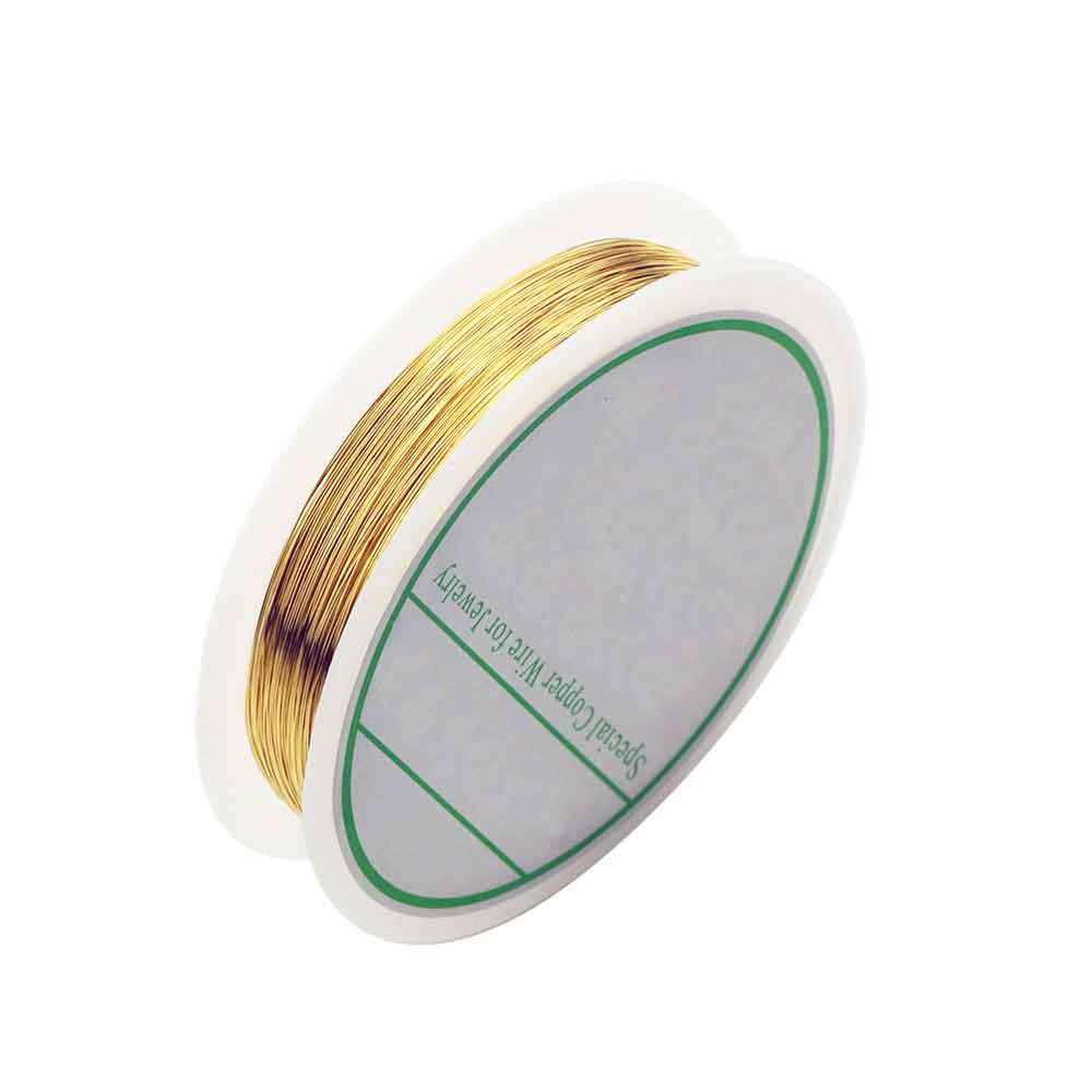 20m/ rullar 0.2mm koppartråd metalltråd för smycken pärlstav tråd gör det själv armband halsband gör tråd sytillbehör: Guld-