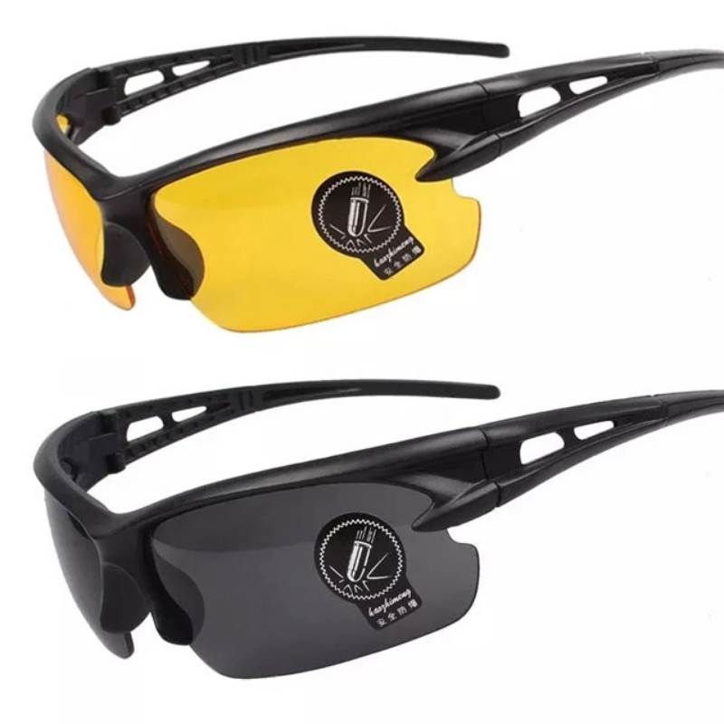 Gafas de visión nocturna para hombre y mujer, lentes de ciclismo al aire libre, montura negra, gafas de noche para Conductor, gafas de , color amarillo