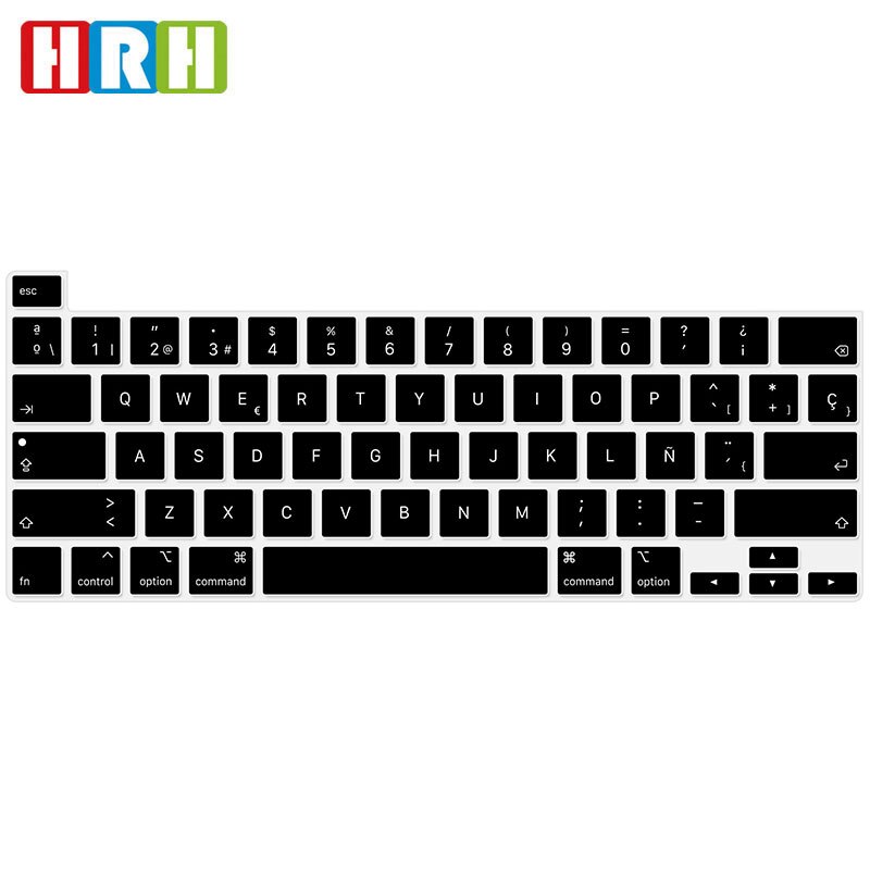 Hrh Zwart Siliconen Spaans Keyboard Skin Cover Us Versie Voor Macbook Pro 16 Inch Met Touch Bar En touch Id A2141