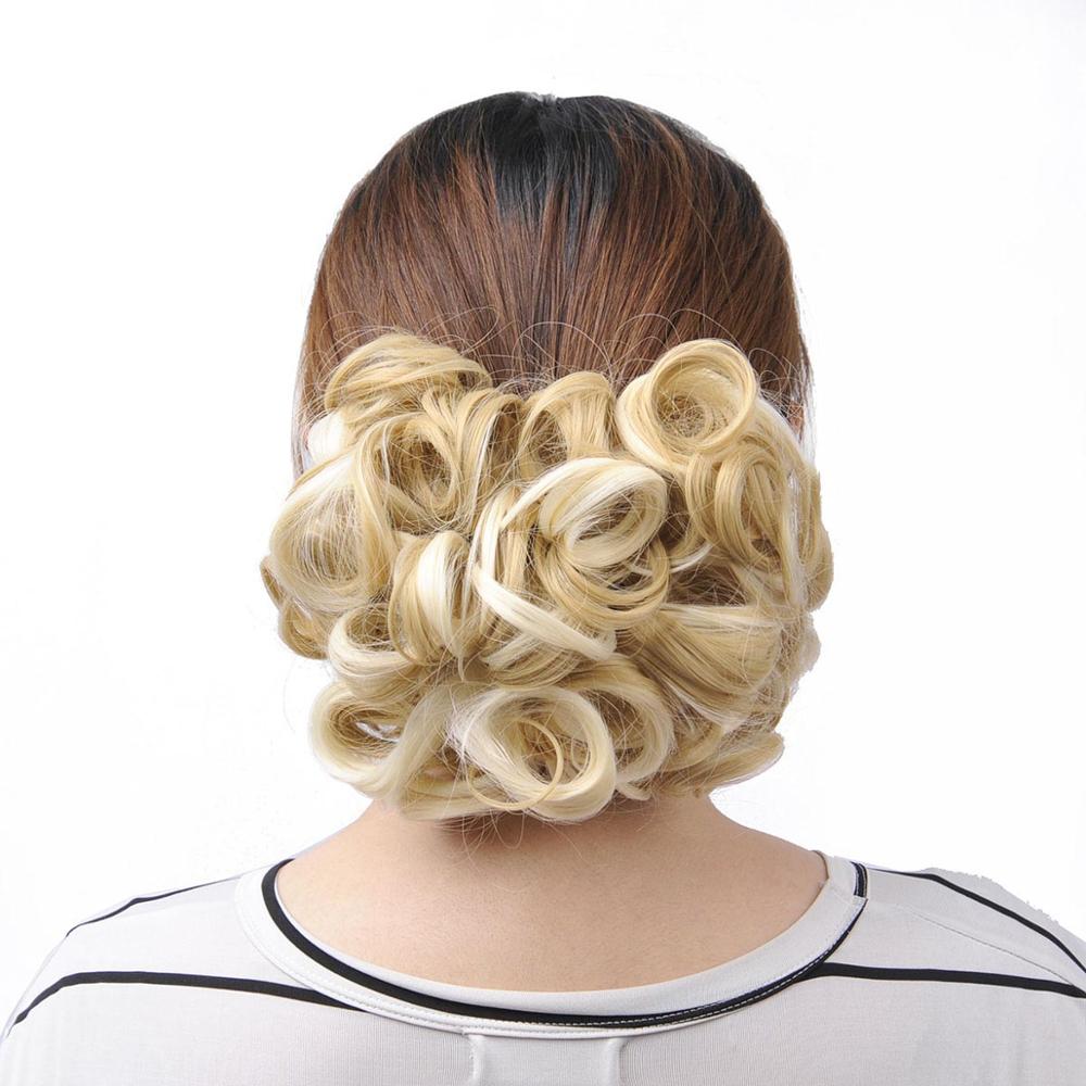 Oubeca Short Messy Curly Hair Buns Extensions Easy Stretch Hair Combs Scrunchie Chignon Clip In Ponytail Extensions For Women: 22H613