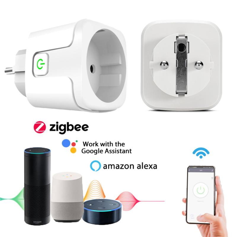 Tuya zigbee smart plug  eu 16a power monitor timer socket smart home wireless compatible alexa google home assistant