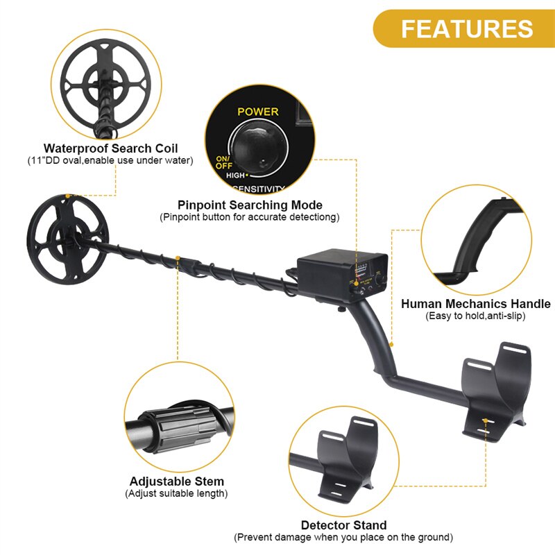 Aggiornamento di TC-200 Metal Detector sotterraneo Draad Ijzer metalloen Goud rivelatore Verstelbare Tracker Voor Schat Zoeken spec we rileva
