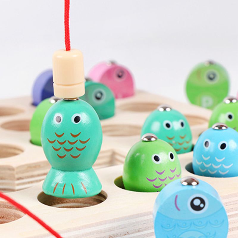 Di legno di Pesca Magnetica Gioco Giocattolo per Bambini Lettere di Alfabeto Numero di Apprendimento puzzle