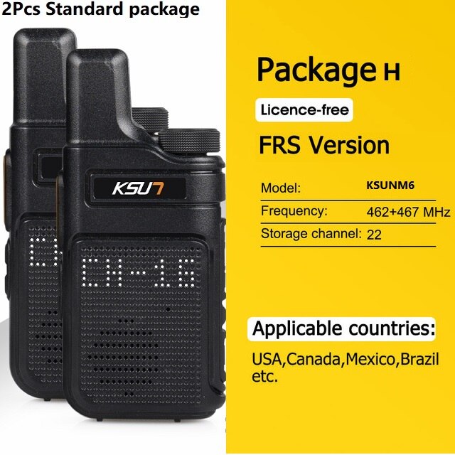 KSUN – Mini talkie-walkie Portable X-M6, Radio bidirectionnelle FRS PMR 446, petites Radios, Station de communication émetteur-récepteur 1 ou 2: Package H FRS  1PCS