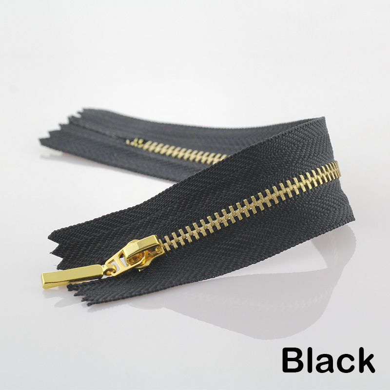 3Pcs 3 #15Cm Metalen Rits Messing Close-End Auto Lock Kleding Voor Naaien Ritsen: Black