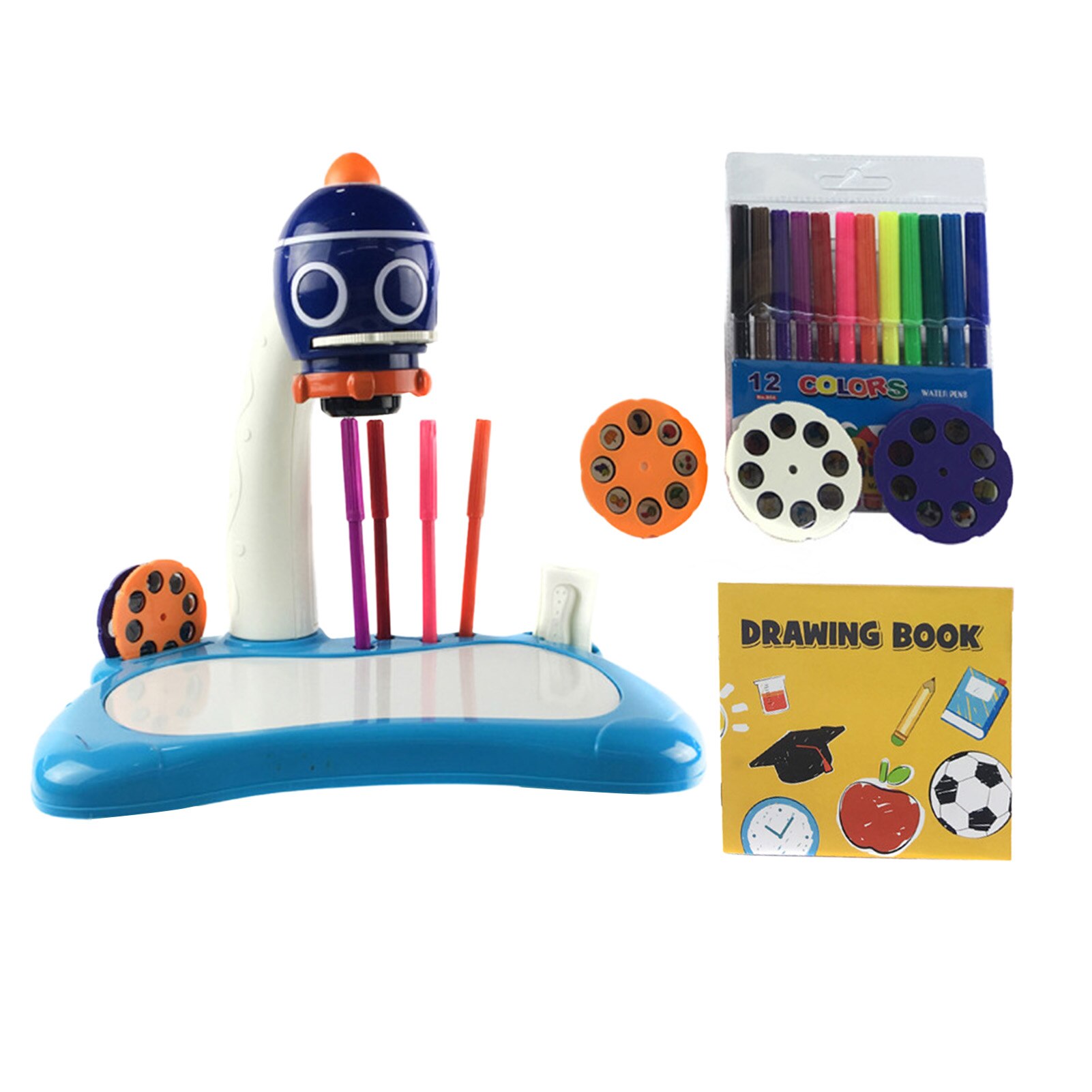 Tekenrobot voor kinderen, vroege educatieve robottekenmachine met 100 tekenkaarten voor lesgeven, 2 tekenpennen, automatisch schilderen, interactief tekenrobotcadeau voor meisjes