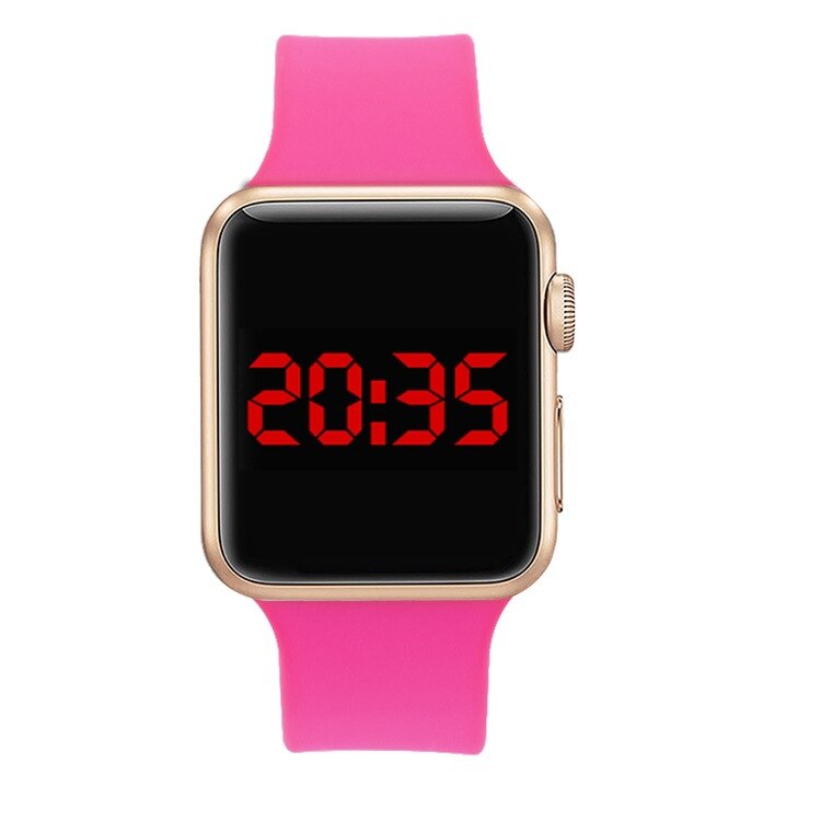 Led Digitale Horloge Voor Vrouwen Waterdichte Sport Heren Horloges Siliconen Armband Horloge Elektronische Klok Saat Horloges Vrouwen: rose red