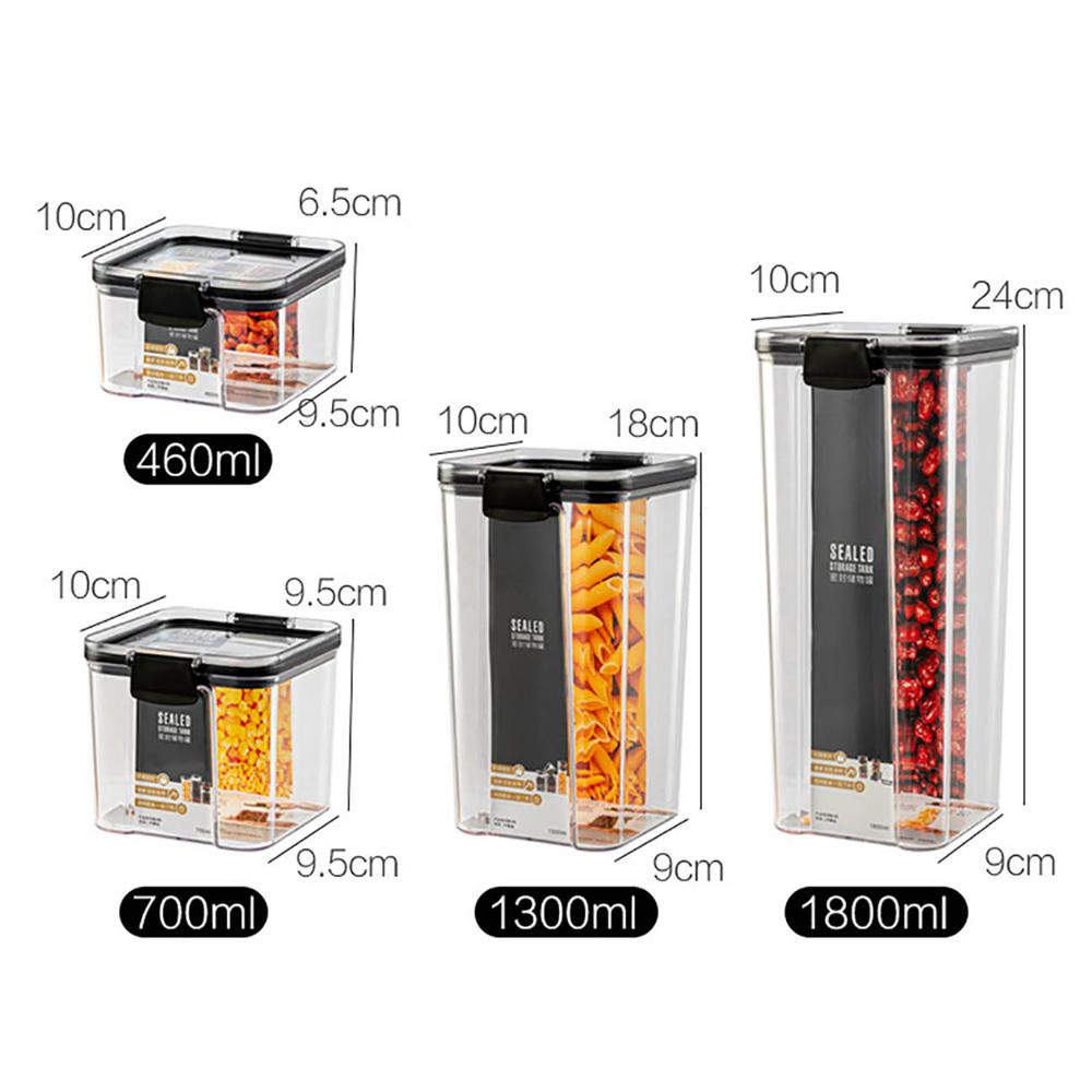 700/1300/1800ml voedselcontainers koelkast plastic keuken noedeldoos meergranen opslagtank transparante verzegelde blikken