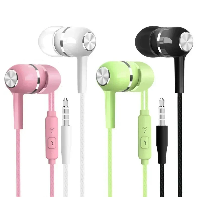 Cuffie cablate Auricolari sportivi in-ear da 3,5 mm Auricolari bassi per telefono cellulare Cuffie stereo con controllo del volume del microfono Auricolari musicali