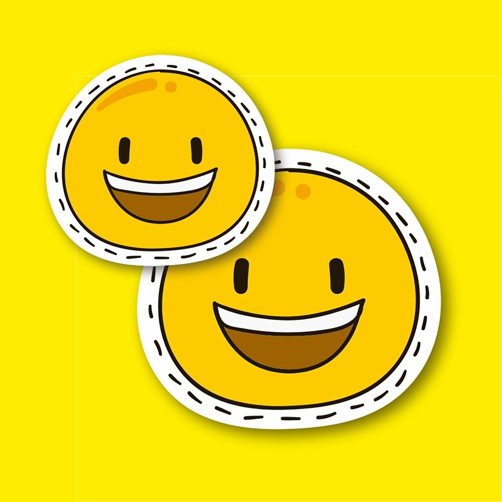 Mund Öffnen Smiley Emoji Laptop und Telefon Aufkleber-Aufkleber 5cm und 3cm 2'li einstellen