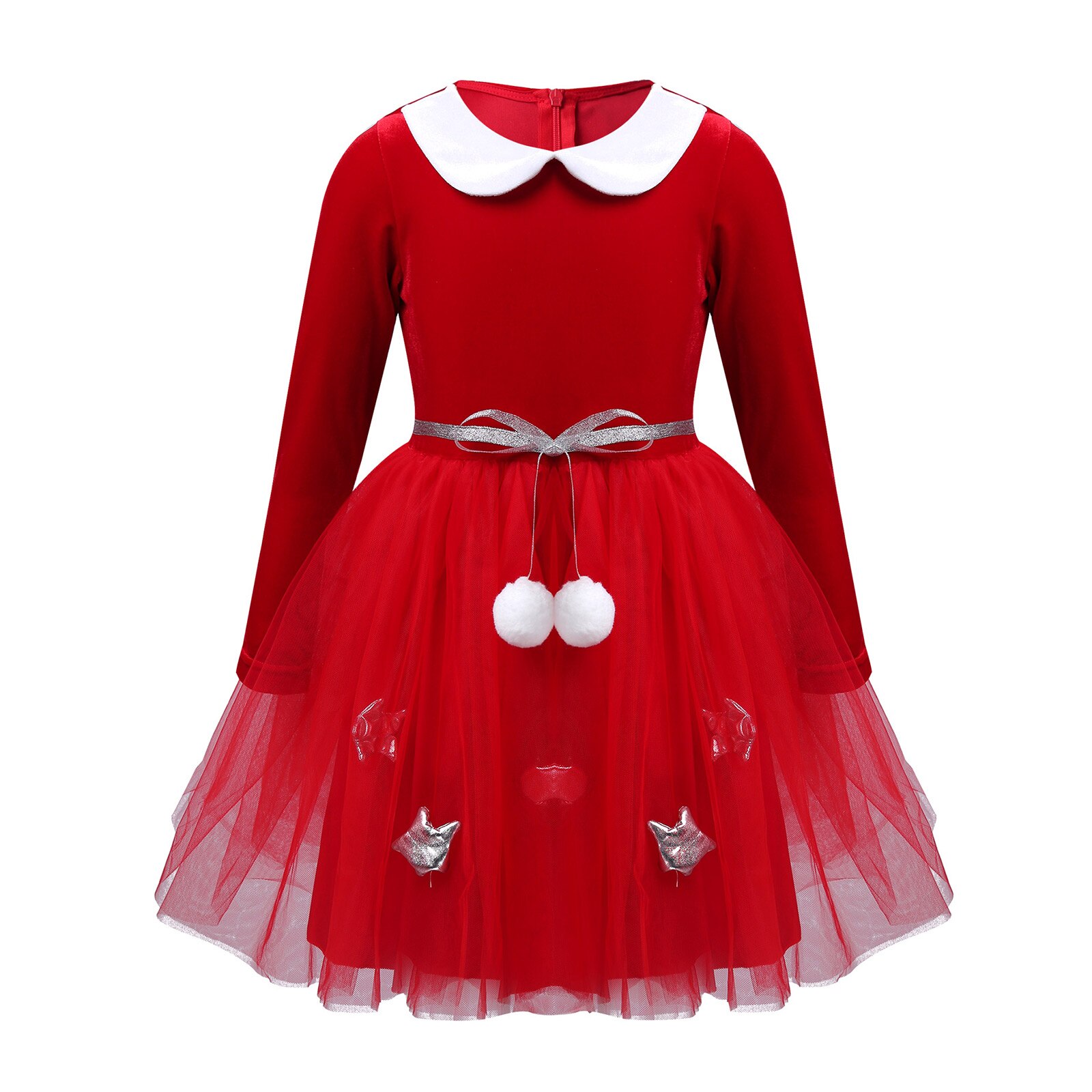 TiaoBug Kids Girls Christmas Costume Red Velvet Lo... - Vicedeal