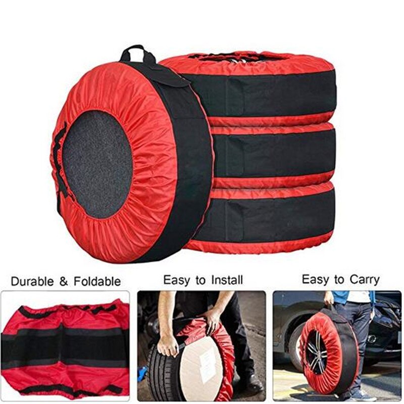 4 stks/partij Auto Verstelbare Tire Wheel Cover Voor Seizoensgebonden Waterdichte Bescherming Spare Banden Tyre Tote Accessoires Opbergtas