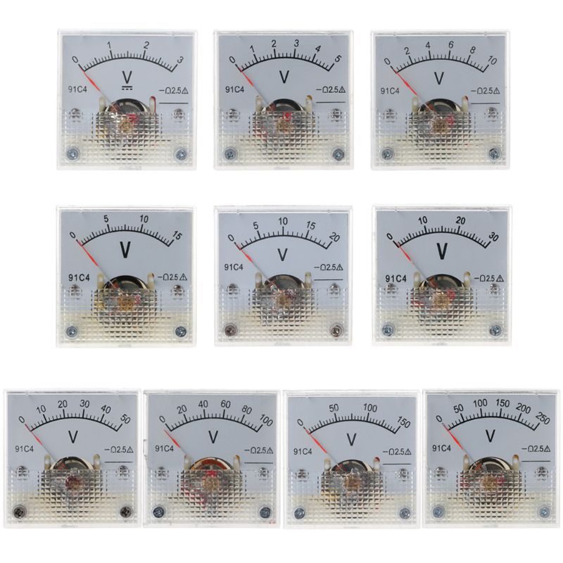 1pc DC Voltmeter Analog Panel Spannung Meter Mechanische Zeiger Typ Mechanische Spannung Meter 3/5/10/15/20/30/50/ 100/150/250V