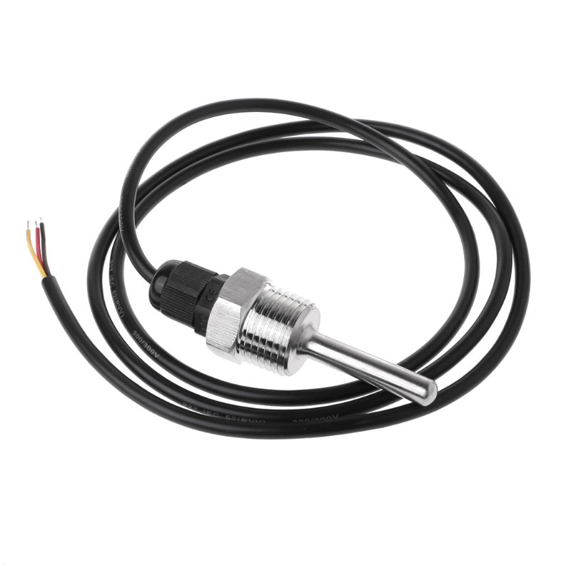 DS18B20 Digital Temperature Sensor G1/2\" Thread Probe DIA=7mm 3-core Wire SUS304: Silver