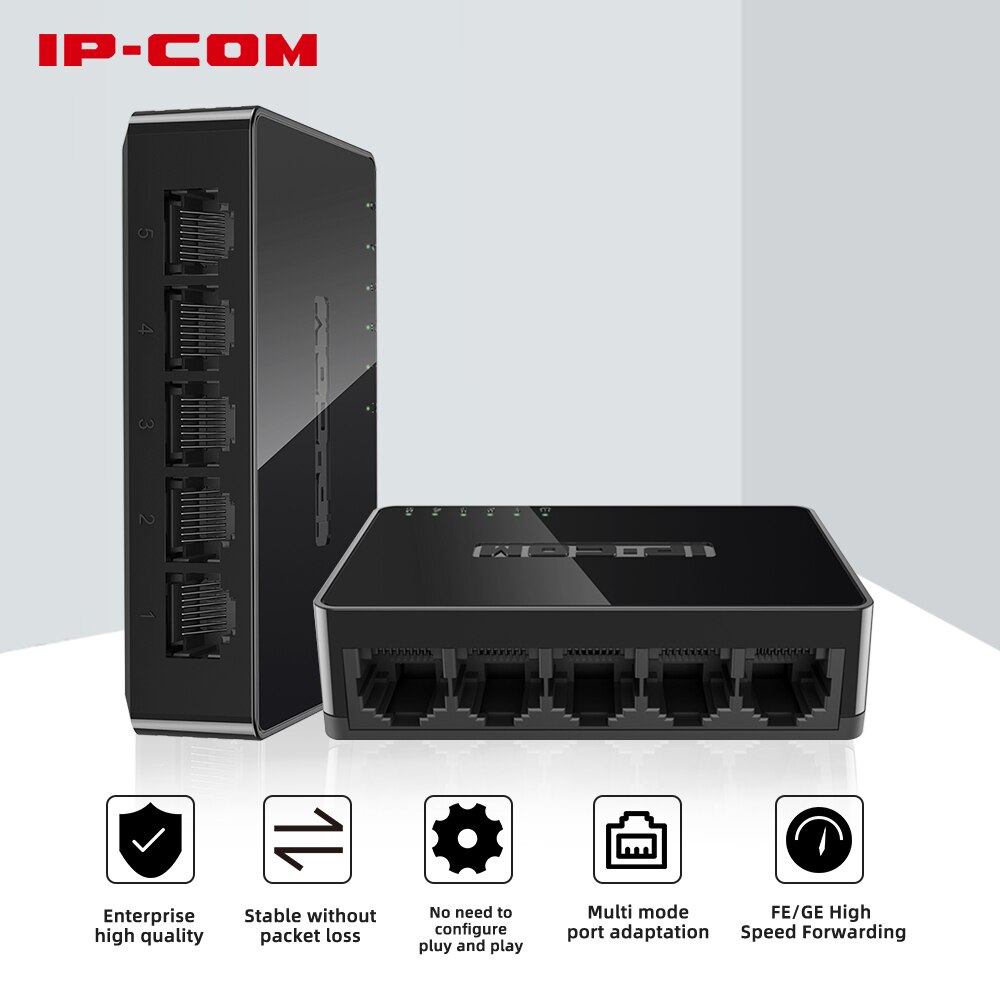 IP-COM 5 Port Gigabit Switch 10/100/1000Mbps RJ45 LAN Ethernet Fast Desktop Network Switching Hub Shunt