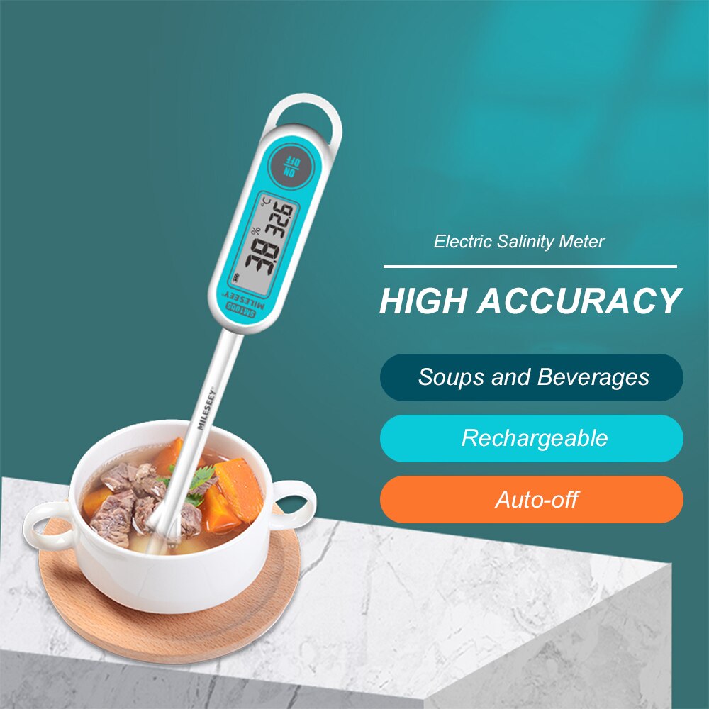 Multi-point Electric Salinity Meter LCD Digital Salinometer Mini Salt Measuring Device Rechargeable Salimeter Salinograph