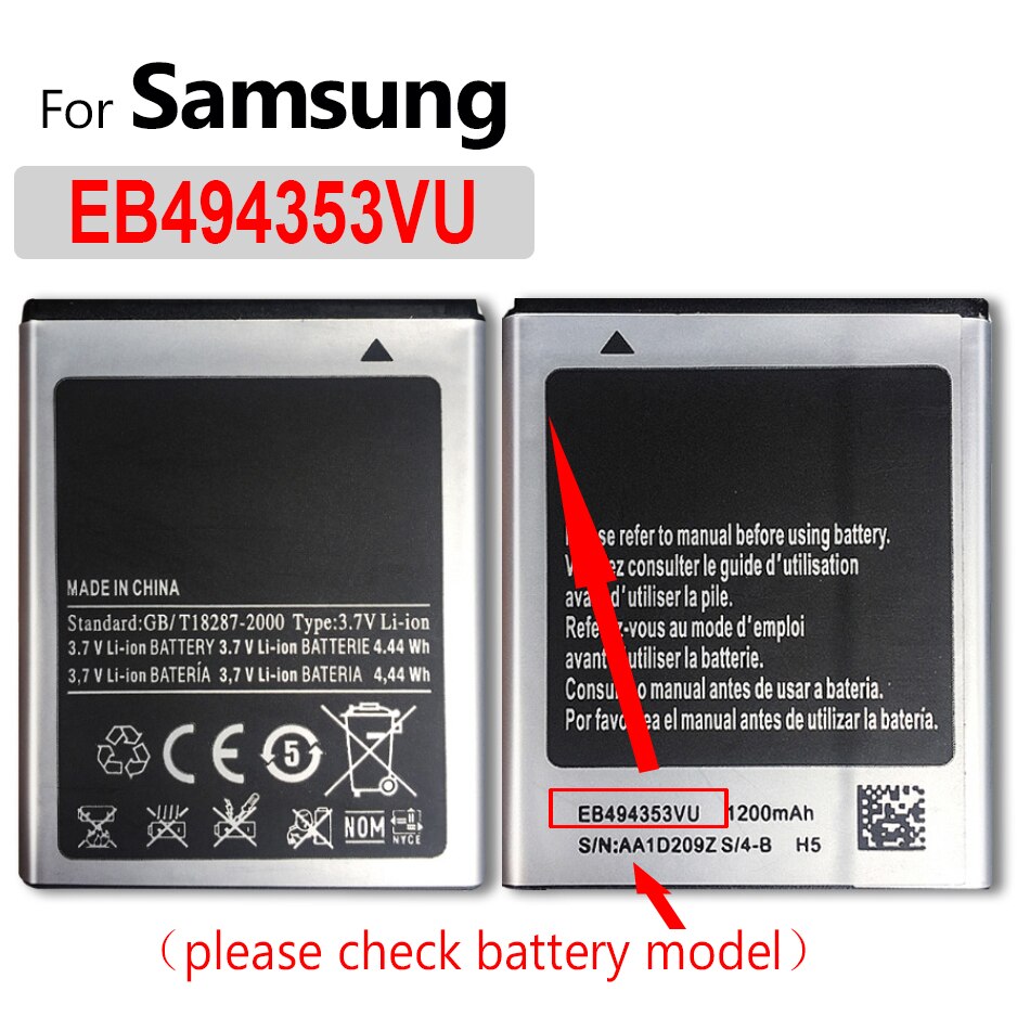 • Batteria EB-BJ120CBE per Samsung Galaxy mini GT S5570 S5250 S5330 S5750 S7230 T499 J120F J250F J260F G530H: EB494353VU