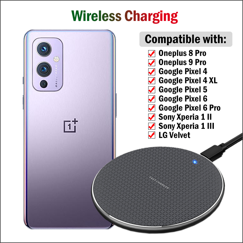 Qi 10W Fast Wireless Charger for Oneplus 9 Pro 10 Pro LG Velvet Sony Xperia 1 II III Wireless Charging for Google Pixel 5 6 Pro