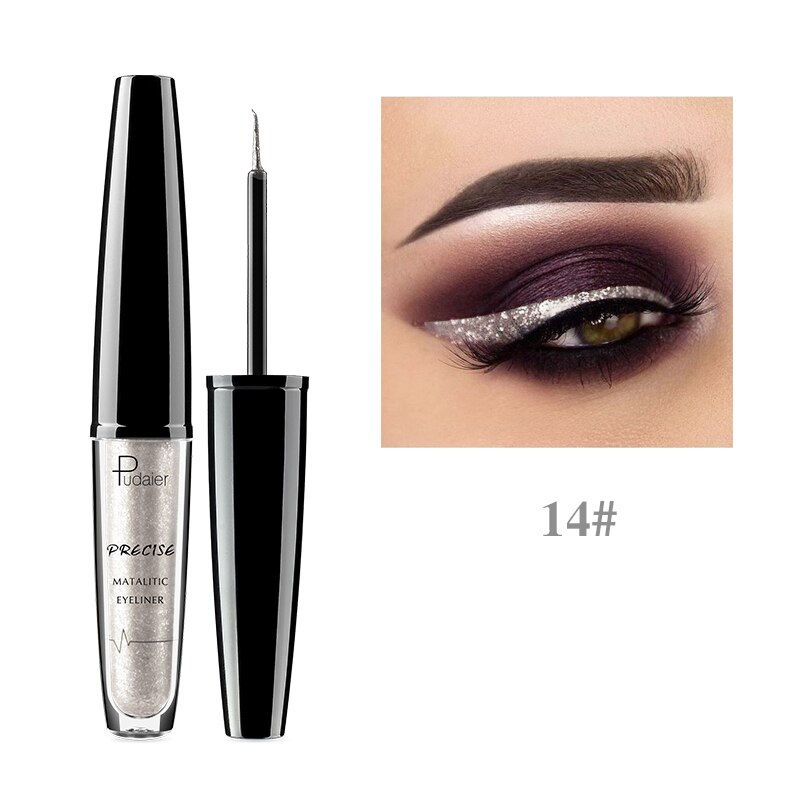Pudaier 16 Color Eyeliner Magnetic Eyeliner Giltter Liquid Eyeliner Pencil Waterproof Blue Brown White Eyeliners Pencil Makeup: 14