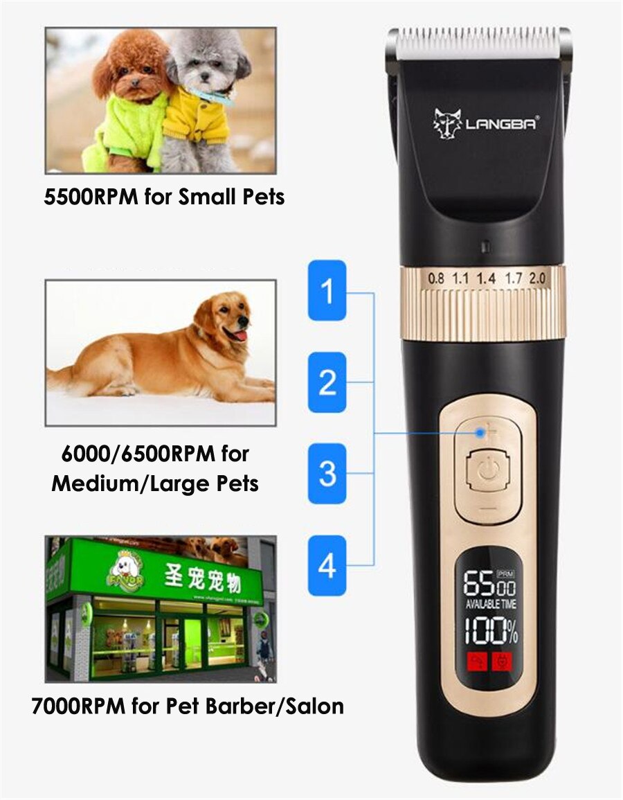 Haustier Haarschneidemaschine Hunde Professionelle LCD Bildschirm Haustier Katze Schermaschinen Elektrische Pflege Trimmer Wiederaufladbare Haarschnitt Maschine Tiere
